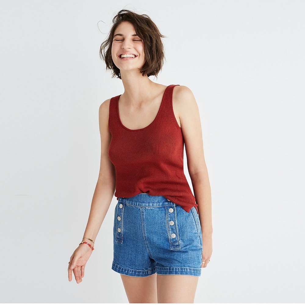 Madewell Ribbed Sweater Tank Top Rust Orange